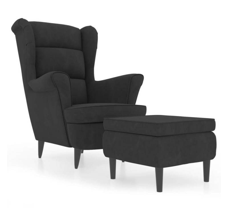 vidaXL Sessel Ohrensessel Relaxsessel Sessel Fernsehsessel mit Hocker Dunkelgrau Sam von vidaXL