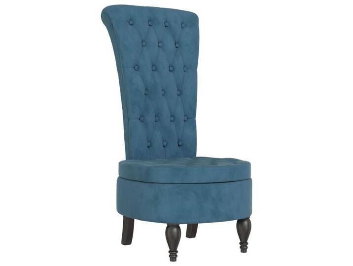 vidaXL Sessel Polsterstuhl mit Hoher Rückenlehne Blau Samt Knopfheftung, blau von vidaXL