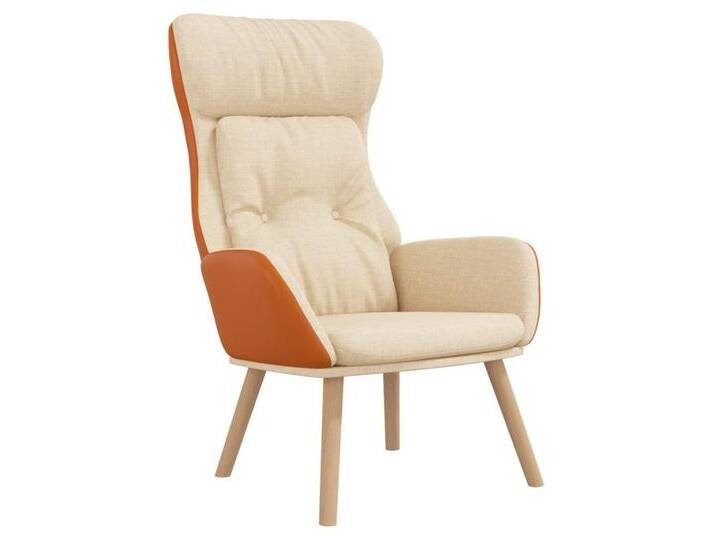 vidaXL Sessel Relaxsessel Creme Stoff und PVC (1-St), Ohne Fußablage, Creme von vidaXL