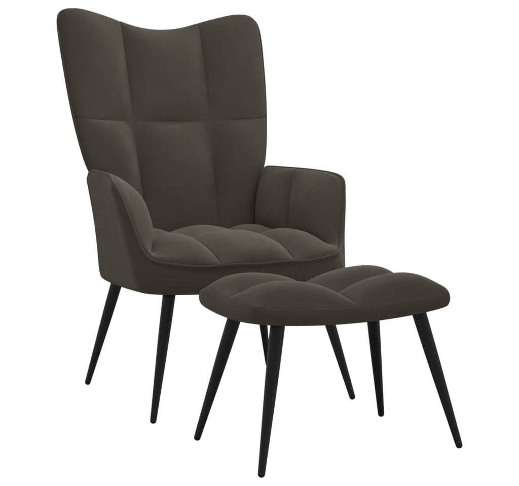 vidaXL Sessel Relaxsessel Loungesessel Sessel Polsterstuhl mit Hocker Dunkelgrau Sa von vidaXL