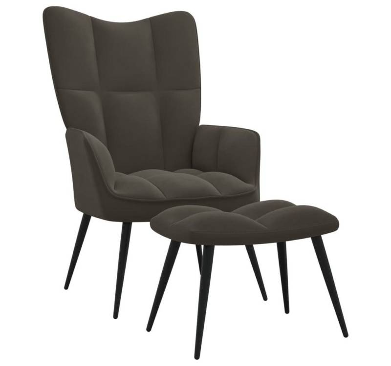 vidaXL Sessel Relaxsessel Loungesessel Sessel Polsterstuhl mit Hocker Dunkelgrau Sa von vidaXL