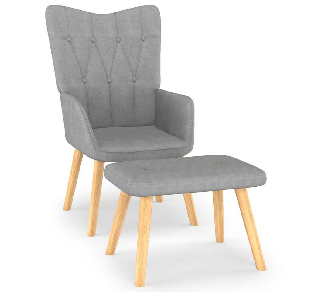 vidaXL Sessel Relaxsessel Loungesessel Sessel Polsterstuhl mit Hocker Hellgrau Stoff von vidaXL