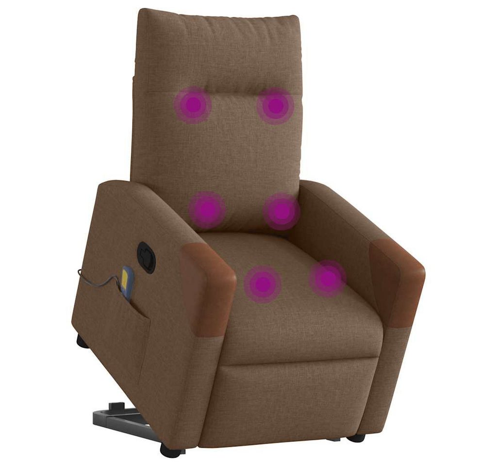 vidaXL Sessel Massagesessel mit Aufstehhilfe Braun Stoff (1-St) von vidaXL
