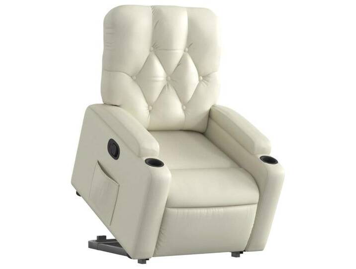 vidaXL Sessel Relaxsessel mit Aufstehhilfe Creme Kunstleder (1-St), Manuelles Neigesystem, Creme von vidaXL