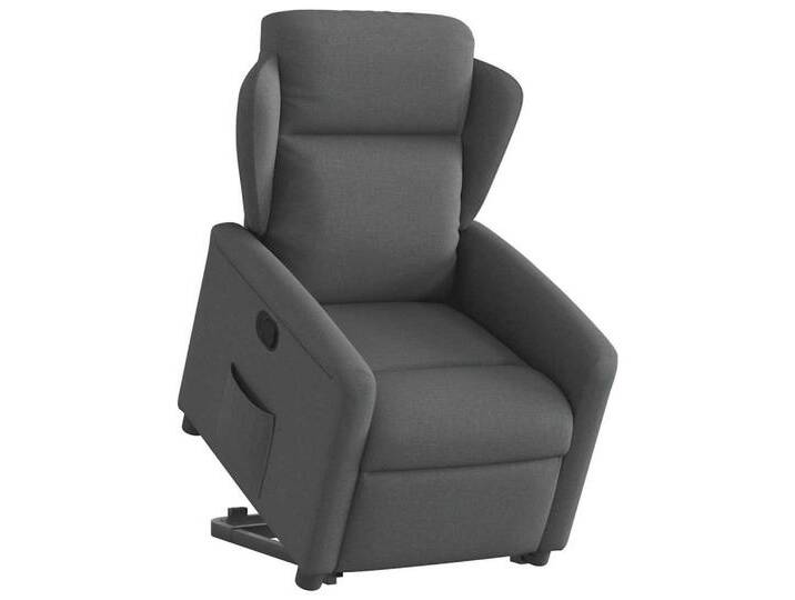 vidaXL Sessel Relaxsessel mit Aufstehhilfe Dunkelgrau Stoff (1-St), grau, Manual push back, Dunkelgrau von vidaXL