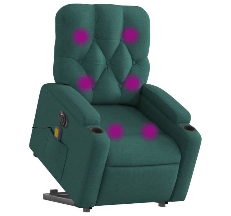 vidaXL Sessel Elektrischer Massagesessel mit Aufstehhilfe Dunkelgrün Stoff (1-St) von vidaXL