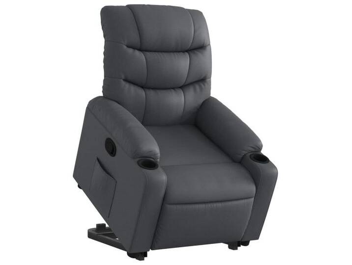 vidaXL Sessel Relaxsessel mit Aufstehhilfe Grau Kunstleder (1-St), grau, Manuelles Neigesystem, Grau von vidaXL