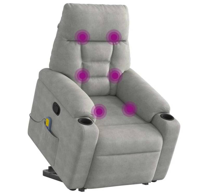 vidaXL Sessel Massagesessel mit Aufstehhilfe Hellgrau Mikrofasergewebe (1-St) von vidaXL