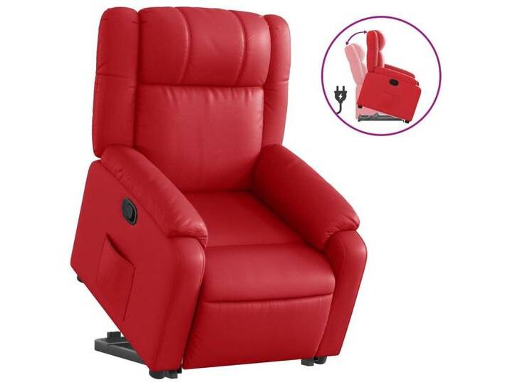 vidaXL Sessel Relaxsessel mit Aufstehhilfe Rot Kunstleder (1-St), rot, Manual push back, Rot von vidaXL