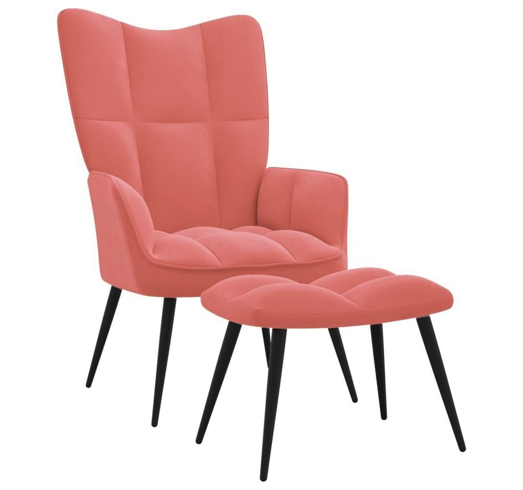 vidaXL Sessel Relaxsessel mit Hocker Rosa Samt (1-St) von vidaXL