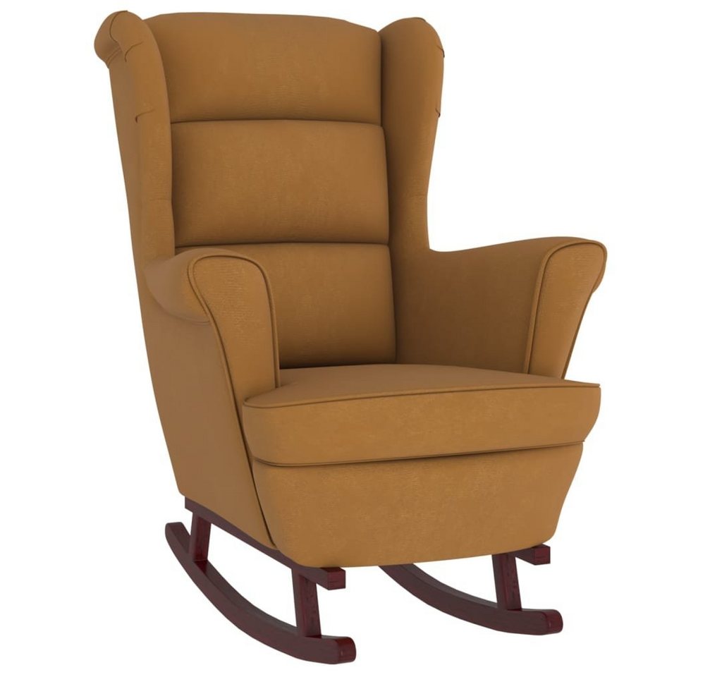 vidaXL Sessel Schaukelstuhl mit Massivholz-Gummibeinen Braun Samt Ohrensessel Sessel vidaXL Sessel Schaukelstuhl mit Massivholz-Gummibeinen Braun Samt Ohrensessel Sessel von vidaXL