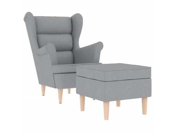 vidaXL Sessel Sessel mit Fußhocker Hellgrau Stoff (1-St), grau, Mit Fußhocker, Hellgrau von vidaXL