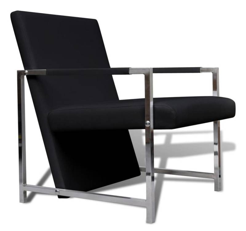 vidaXL Sessel, Loungesessel mit verchromten Füßen Schwarz Kunstleder von vidaXL