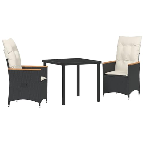 vidaXL 5-teiliges Garten-Dining-Set mit Kissen Schwarz Poly-Rattan von vidaXL