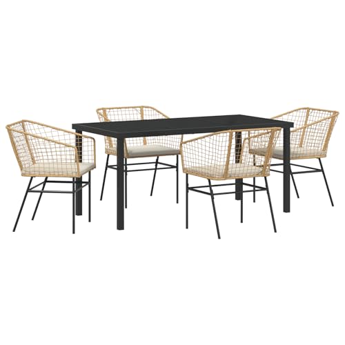 vidaXL Set mit Gartenstühlen aus 2 in Braun Poly-Rattan mit Kissen Bequeme Garten-Essarmlehnen Wetterfest Langlebige Patio-Möbel Bistro-Sitzarmlehne von vidaXL