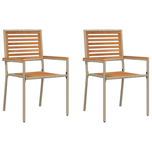 vidaXL Gartenstühle mit Kissen 2 STK. Stapelbar Beige Poly Rattan von vidaXL
