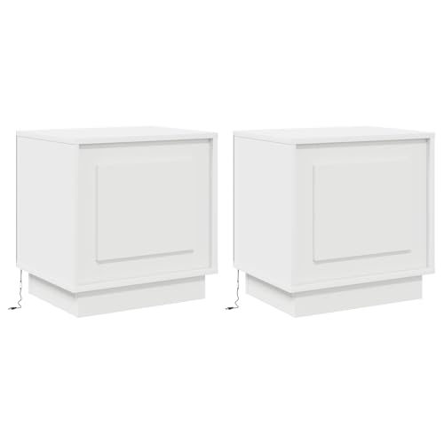 vidaXL Set von 2 weißen Holzwerkstoff Nachttischen | Moderne Stauraum Nachttische mit Schublade für Schlafzimmer | Kompakter Nachttisch mit schlichtem Design | Rechteckig von vidaXL