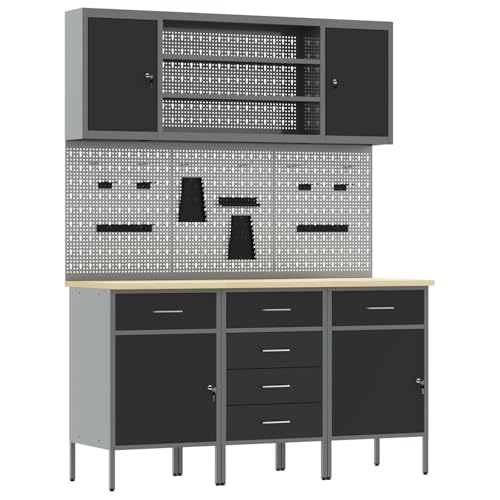 vidaXL Set von 5 Schwarz Stahl Groß Höhenverstellbar vidaXL Set von 5 Schwarz Stahl Groß Höhenverstellbar von vidaXL