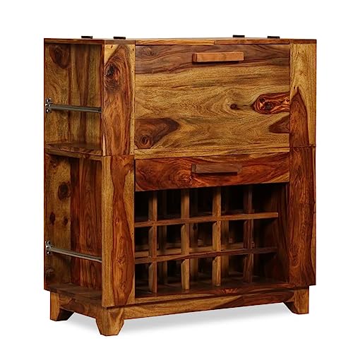 vidaXL Sheesham Holz Massiv Barschrank für 15 Flaschen Barkommode Weinschrank Weinregal Weinständer Flaschenregal Palisander 85x40x95cm von vidaXL