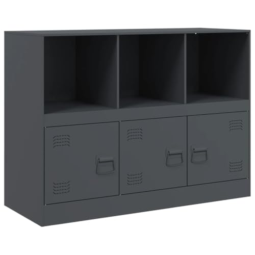 vidaXL Sideboard, Kommode Anrichte für Wohnzimmer, Metallschrank Schrank mit Stauraum, Highboard Beistellschrank Mehrzweckschrank, Anthrazit Stahl von vidaXL