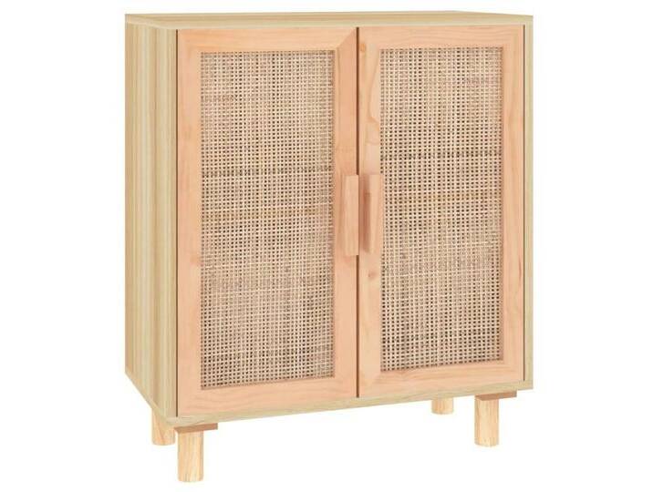 vidaXL Sideboard, Kommode Braun 60x30x70 cm Massivholz Kiefer und Natur-Rattan von vidaXL
