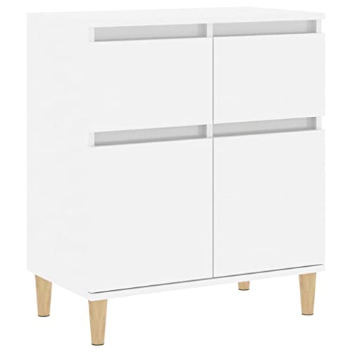 vidaXL Sideboard, Kommode mit 2 Schubladen 2 Fächern, Highboard Wohnzimmerschrank mit Holzbeinen, Schrank Anrichte Beistellschrank, Hochglanz-Weiß Holzwerkstoff von vidaXL