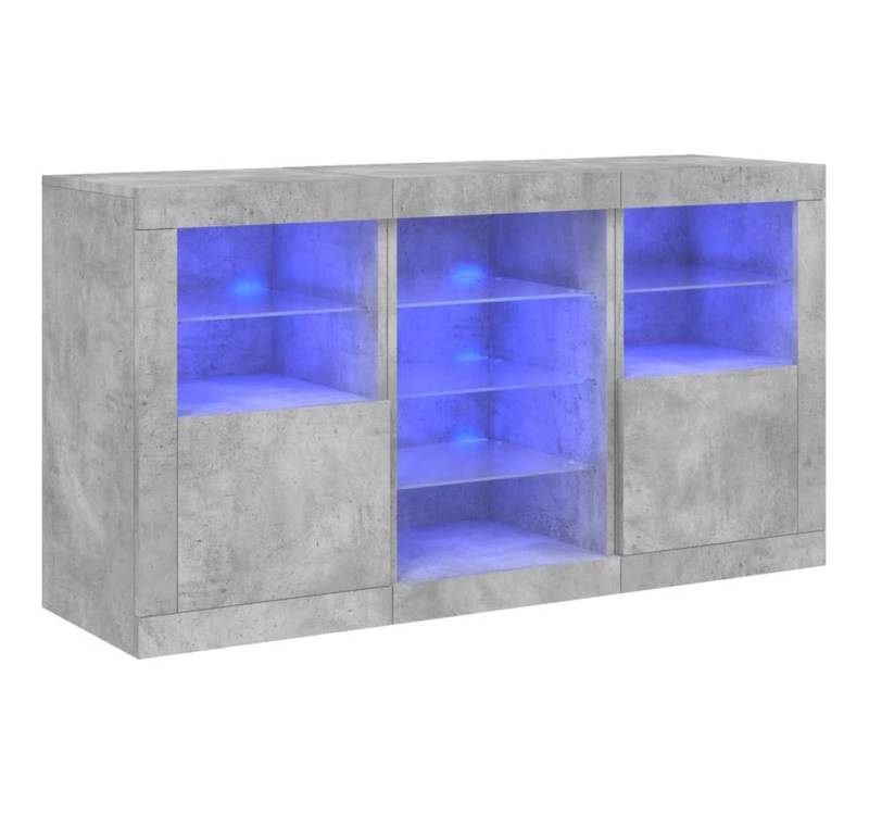 vidaXL Sideboard, Kommode mit LED-Leuchten Betongrau 123x37x67 cm von vidaXL