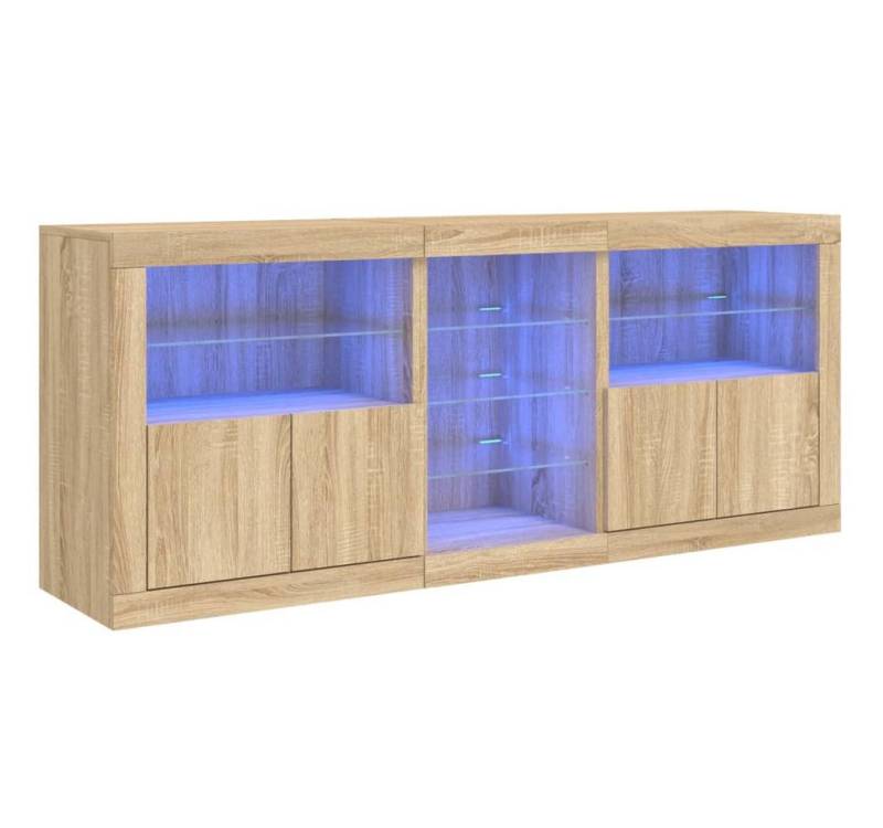 vidaXL Sideboard, Kommode mit LED-Leuchten Sonoma-Eiche 162x37x67 cm von vidaXL