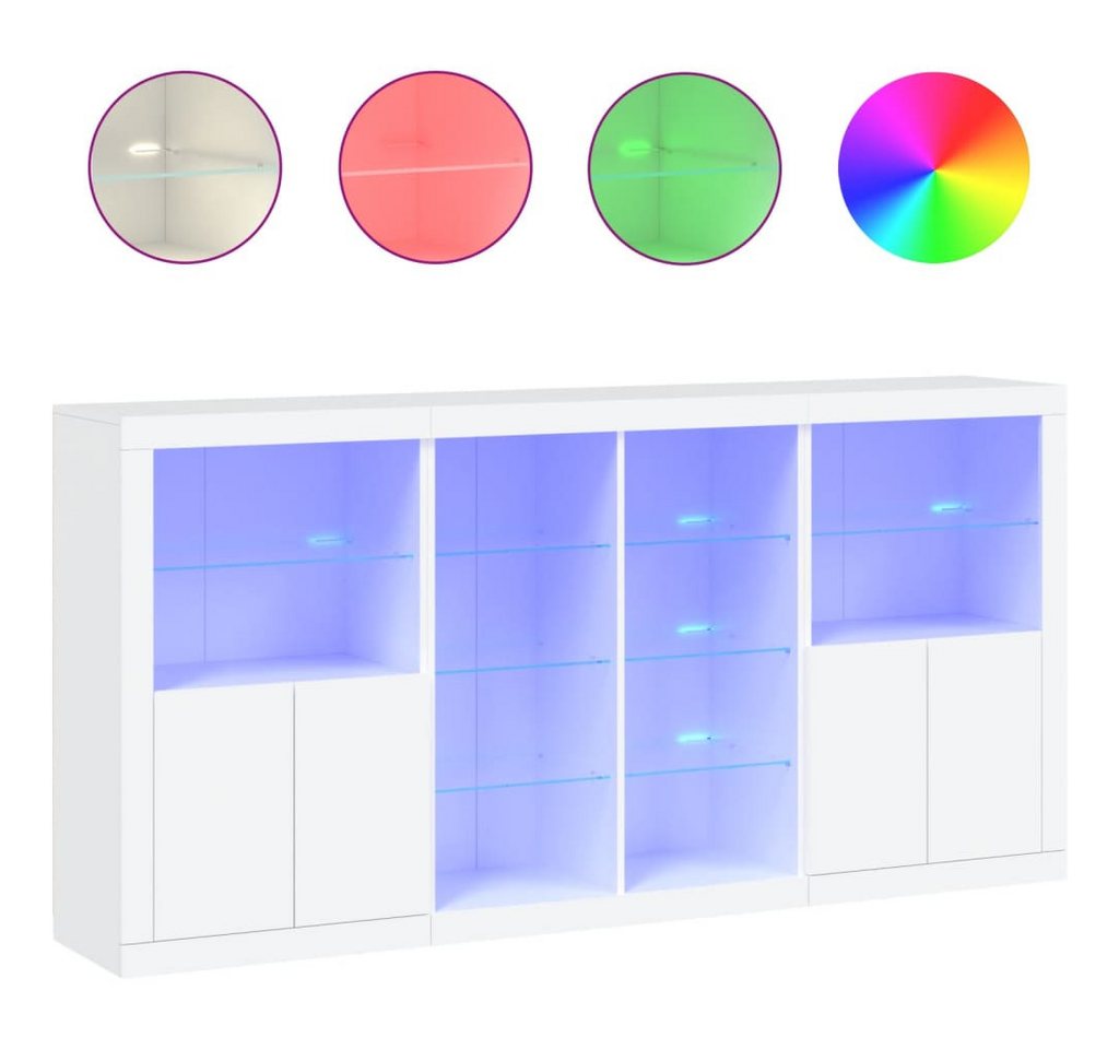 vidaXL Sideboard, Kommode mit LED-Leuchten Weiß 202x37x100 cm von vidaXL