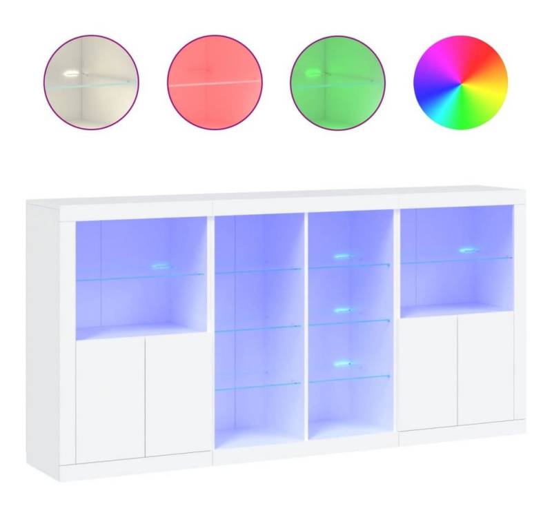 vidaXL Sideboard, Kommode mit LED-Leuchten Weiß 202x37x100 cm von vidaXL