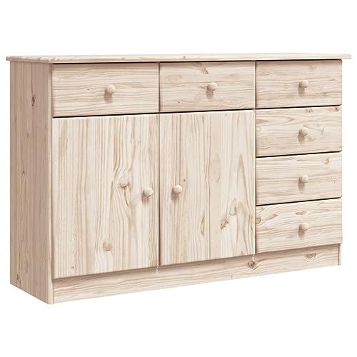 vidaXL Sideboard, Kommode mit Schubladen Fächern, Highboard Wohnzimmerschrank mit Türen, Schrank Anrichte Beistellschrank, Massivholz Kiefer von vidaXL