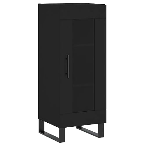 vidaXL Sideboard, Kommode mit viel Stauraum, Beistellschrank Anrichte für Wohnzimmer, Schrank Mehrzweckschrank Glas-Tür, Modern, Schwarz Holzwerkstoff von vidaXL