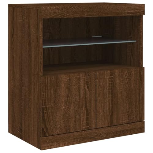 vidaXL Sideboard, Kommode mit viel Stauraum, Highboard Schrank mit LED-Leuchten, Anrichte Beistellschrank Standschrank, Modern, Braun Eichen-Optik von vidaXL