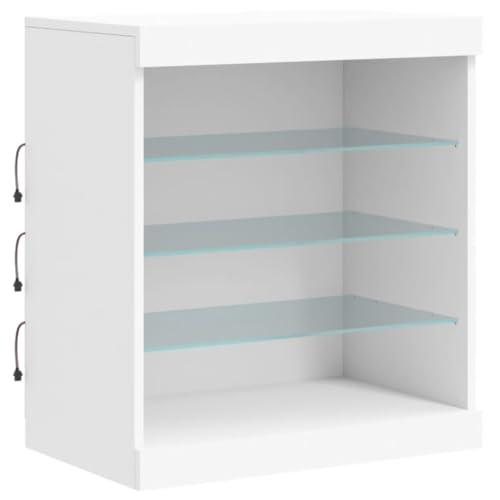 vidaXL Sideboard, Kommode mit viel Stauraum, Highboard Schrank mit LED-Leuchten, Anrichte Beistellschrank Standschrank, Modern, Weiß von vidaXL