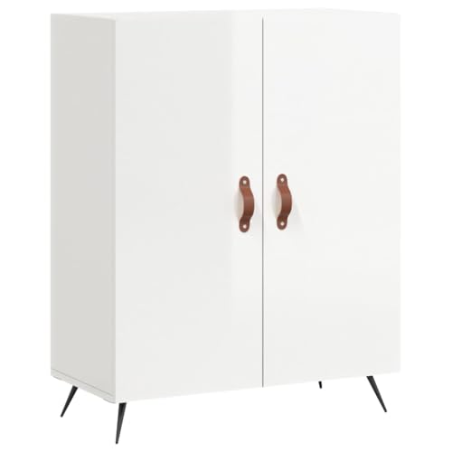 vidaXL Sideboard, Kommode mit viel Stauraum, Highboard Wohnzimmerschrank mit Türen Metallfüßen, Schrank Anrichte Beistellschrank, Hochglanz-Weiß Holzwerkstoff von vidaXL