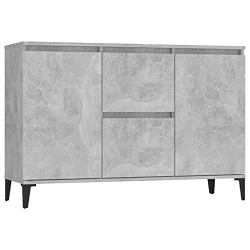 vidaXL Sideboard 2 Schubladen 2 Türen Kommode Anrichte Schrank Beistellschrank Mehrzweckschrank Standschrank Betongrau 104x35x70cm Holzwerkstoff von vidaXL