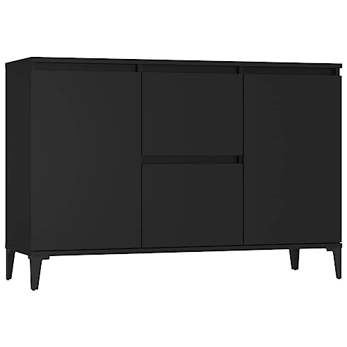 vidaXL Sideboard 2 Schubladen 2 Türen Kommode Anrichte Schrank Beistellschrank Mehrzweckschrank Standschrank Schwarz 102x35x70cm Holzwerkstoff von vidaXL