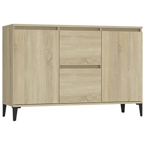 vidaXL Sideboard 2 Schubladen 2 Türen Kommode Anrichte Schrank Beistellschrank Mehrzweckschrank Standschrank Sonoma-Eiche 104x35x70cm Holzwerkstoff von vidaXL