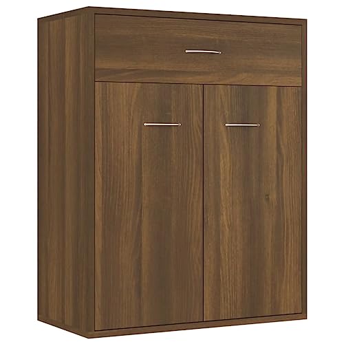 vidaXL Sideboard, Kommode mit viel Stauraum, Schrank mit 1 Schublade 2 Türen, Mehrzweckschrank Anrichte für Wohnzimmer, Modern, Braun Eichen-Optik 60x30x75cm Holzwerkstoff von vidaXL