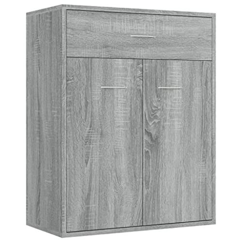 vidaXL Sideboard, Kommode mit viel Stauraum, Schrank mit 1 Schublade 2 Türen, Mehrzweckschrank Anrichte für Wohnzimmer, Modern, Grau Sonoma 60x30x75cm Holzwerkstoff von vidaXL