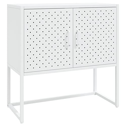 vidaXL Sideboard 2 Türen Kommode Anrichte Beistellschrank Schrank Mehrzweckschrank Standschrank Stahlschrank Weiß 75x35x75cm Stahl von vidaXL