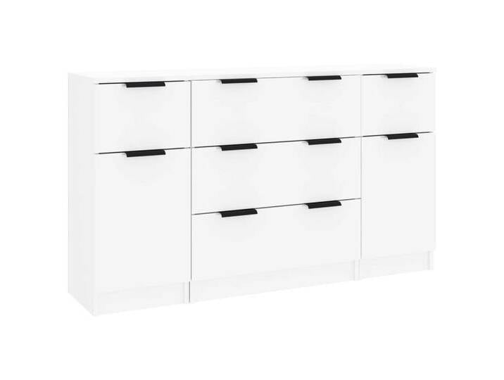 vidaXL Sideboard 3-tlg. Sideboard-Set Hochglanz-Weiß Holzwerkstoff (3 St), Hochglanz-WeiÃ von vidaXL