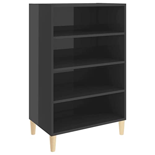 vidaXL Sideboard 4 Einlegeböden Bücherschrank Bücherregal Beistellschrank Kommode Anrichte Mehrzweckschrank Schrank Hochglanz-Grau 57x35x90cm Holzwerkstoff von vidaXL