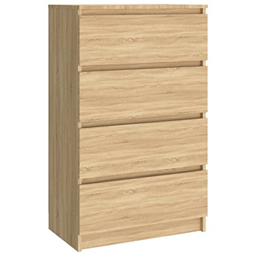 vidaXL Sideboard, Kommode mit viel Stauraum, Schrank mit 4 Schubladen, Schubladenschrank Anrichte für Wohnzimmer, Modern, Sonoma-Eiche 60x35x98,5cm Holzwerkstoff von vidaXL