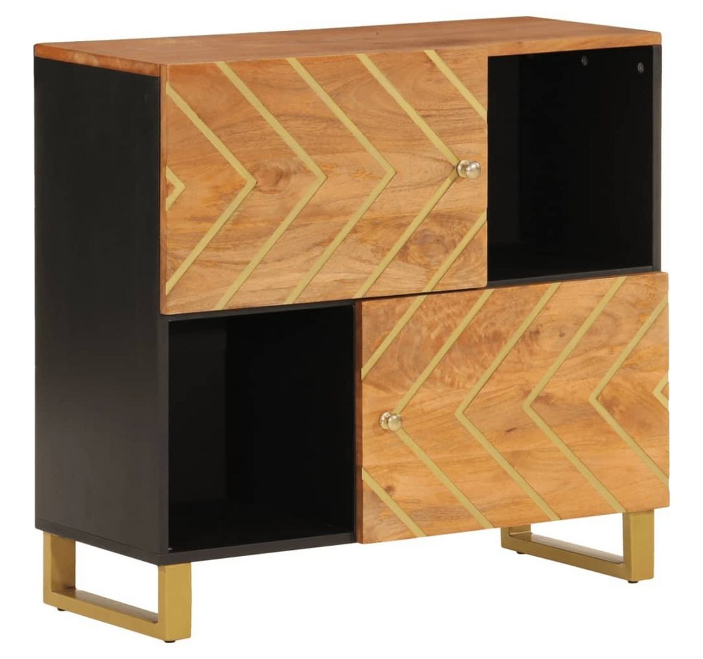 vidaXL Sideboard Beistellschrank Braun und Schwarz 80x33,5x75 Massivholz Mango von vidaXL