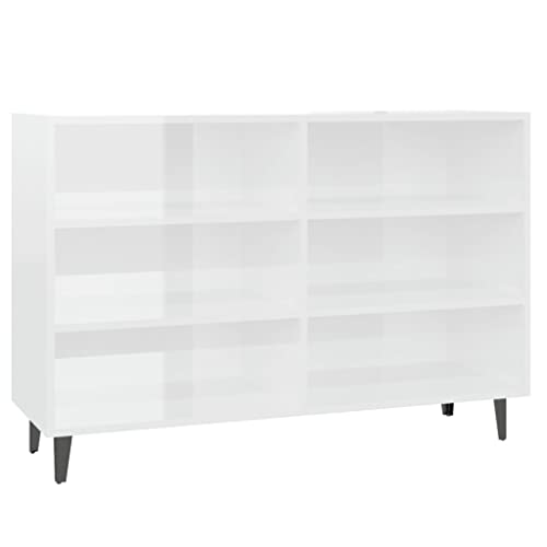 vidaXL Sideboard Beistellschrank Kommode Schrank Anrichte Bücherregal Bücherschrank Mehrzweckschrank Standschrank Hochglanz-Weiß 103,5x35x70cm Holzwerkstoff von vidaXL