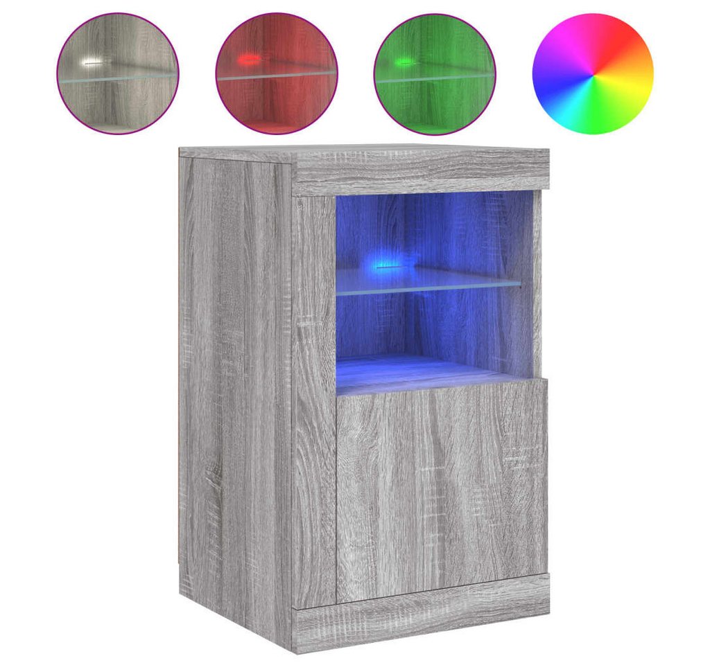 vidaXL Sideboard Beistellschrank mit LED Leuchten Grau Sonoma Spanplatte Glas Vitrine vidaXL Sideboard Beistellschrank mit LED Leuchten Grau Sonoma Spanplatte Glas Vitrine von vidaXL