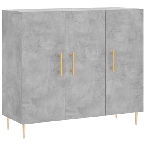 vidaXL Sideboard, Schrank mit Stauraum Metallbeine, Kommode Anrichte für Wohnzimmer, Beistellschrank Mehrzweckschrank, Modern, Betongrau Holzwerkstoff von vidaXL