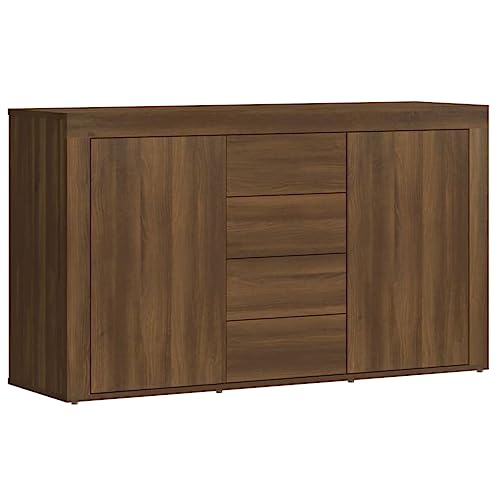 vidaXL Sideboard, Kommode mit viel Stauraum, Schrank mit 4 Schubladen 2 Türen, Mehrzweckschrank Anrichte für Wohnzimmer, Braun Eichen-Optik 120×36×69cm Holzwerkstoff von vidaXL