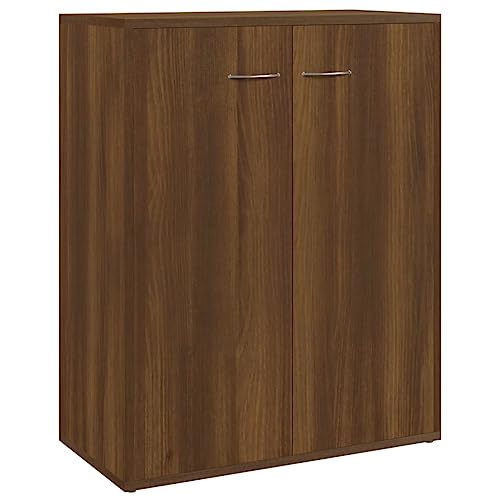 vidaXL Sideboard, Kommode mit viel Stauraum, Schrank mit 2 Türen, Mehrzweckschrank Anrichte für Wohnzimmer, Modern, Braun Eichen-Optik 60x30x75cm Holzwerkstoff von vidaXL